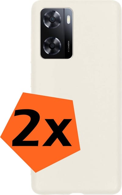 Hoes - 2 Stuks - Geschikt voor OPPO A57s - Sterk & Shockproof - Case Siliconen - Back Cover - Telefoon Hoes - Wit