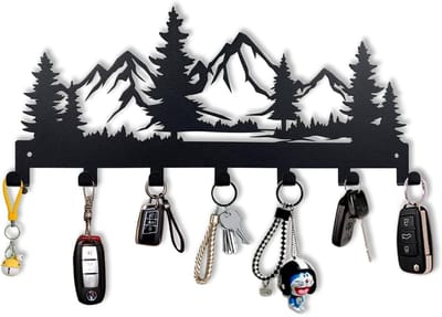 EXCITAT Metalen sleutelhanger - aan de muur te bevestigen sleutelhaak - sleutelrek met 7 haken - sleutelhanger geschikt voor keuken, entree, gang, slaapkamer, voordeur