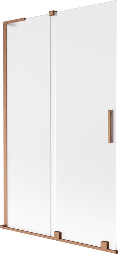 Mexen Velar L badwand scherm 2-delige schuifbare 110 x 150 cm, ijsglas, geborsteld koper - 896-110-003-31-65