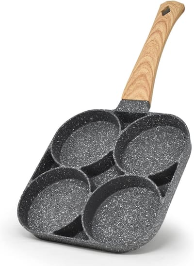 Koekenpan met 4 vakken - Ontbijtpan Mini - Meerdere gerechten bakken - Anti-aanbak keramische coating - Niet gespecificeerd - Meerkleurig