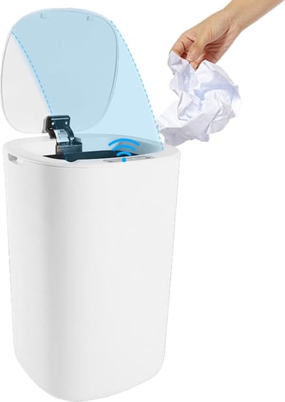 Prullenbak - Prullenbak met sensor - Afvalbak - Vuilnisbak - Elektrische prullenbak - 9 Liter - Automatische Sensor - Slimme Sensor - Wit