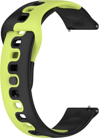 Siliconen bandje - geschikt voor Samsung Galaxy Watch 7 / Watch FE / Watch 6 (Classic) / Watch 5 (Pro) / Watch 4 (Classic) / Watch 3 41 mm / Active / Active 2 / Watch 42 mm - zwart-limoengroen