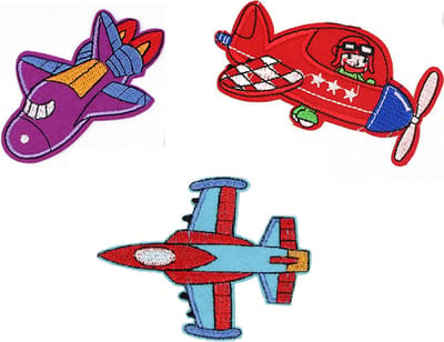 Vliegtuigen Strijk Embleem - Set van 3 - Vliegtuig Patches - Stofapplicatie - Strijkembleem - 3 Stuks - Patchwork - Piloot - Vliegen - Patch - Versiering voor op kleding - Leuk Cadeau