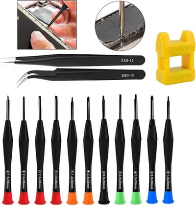 Precisie Schroevendraaiers - Kleine Set - Reparaties Uitvoeren - 14 Delig Inclusief Tangen - 116 cm Lengte - Zwart