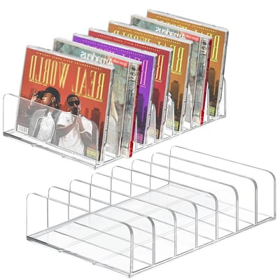 Ynkkvre -CD Organizer - DVD Organizer - Dik Acryl Ontwerp Ruimtebesparend Voor Muziek En Film Collectie - 2 Stuks - Voor Bureau Plank Kast Transparant