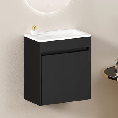 REDOM - Badkamerkast - Soft-Close Deur - Modern - Voor Badkamer - MDF - Zwart - 46 Cm