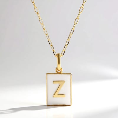 Cavill - Zilveren Halsketting 925 Sterling Zilver - Vergulde Rechthoekige Initialen Hanger - Verstelbare Ketting 45-50 cm - Elegant Sieraad Dames