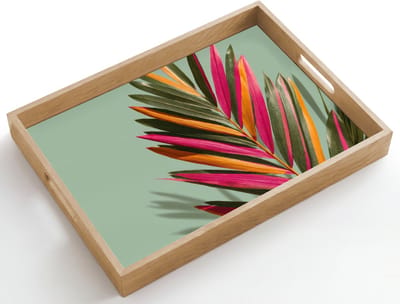 Dienblad hout 50x35 cm - Schootdienblad - Tak - Bladeren - Kleurrijk - Schaduw - Borrelplank rechthoek - Plateau dienbladen