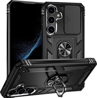 Casemania – Armor Kickstand – Ring BackCover Geschikt voor Samsung S24 5G – Zwart