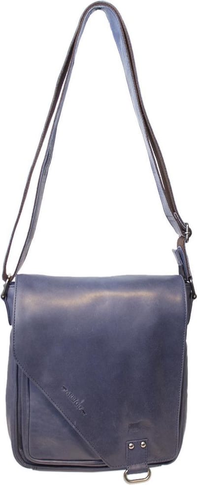 Schoudertas Blauw Leer - Crossbody Tas Blauw Leer - Crossbody Bag Blauw Leer -  Dames Tas Blauw - Heren Tas Blauw