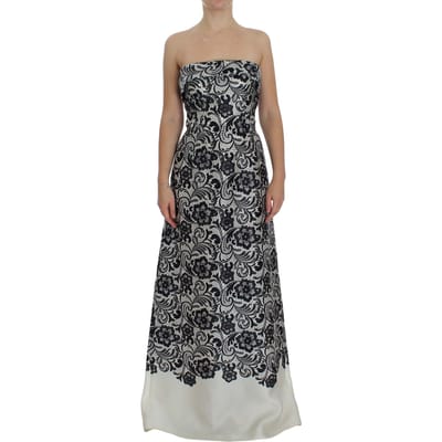 Kanten Maxi Jurk met Bloemenprint Avondjurk