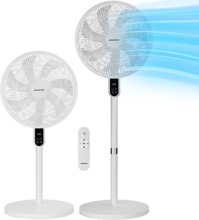 Aigostar Statiefventilator - Staande Ventilator met Afstandsbediening - 3 Snelheden - in Hoogte Verstelbaar - 7 bladen - Stille Ventilator - 50W - Wit