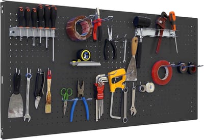 Gereedschapsorganizer Wand - Gereedschapswand Paneel - Werkplaats Organiseren - Incl. 25 Accessoires - 60x90cm - Antraciet