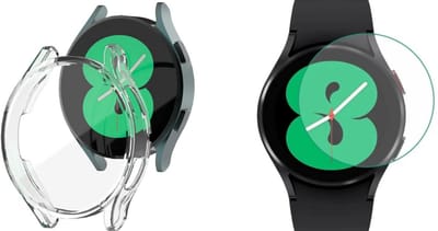 Strap-it bundel van TPU Case en Screenprotector - Geschikt voor Samsung Galaxy Watch 5 40mm - Bescherm case - Glazen screenprotector - Schokbestendig & krasbestendig - 360° volledige bescherming - Transparant