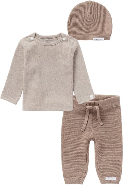 Noppies - Kledingset - 3 delig - Broek Grover Knit Taupe - Shirt natal - Muts Rosita Taupe- Maat 50