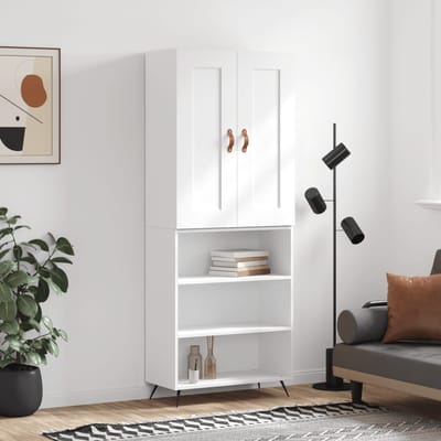 vidaXL - Hoge - kast - 69,5x34x180 - cm - bewerkt - hout - wit
