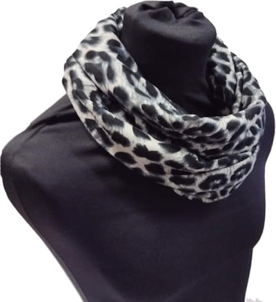 Colsjaal dames - Panterprint - Lichtblauw/Zwart - Infinity Scarf