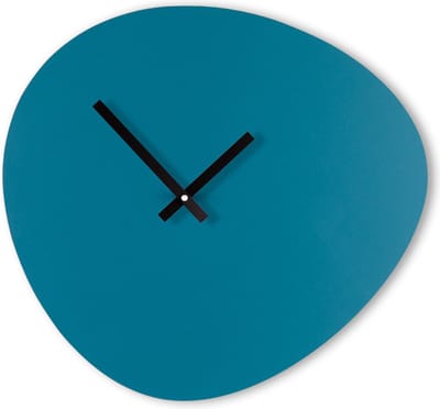 KLOQ Wandklok 'Pebble' Petrol Blauw & Zwarte wijzers