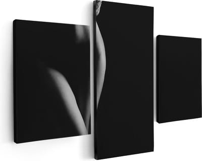 Artaza Canvas Schilderij Drieluik Naakte Vrouw Lichaam - Erotiek - 90x60 cm - Wanddecoratie Woonkamer - Schilderijen - Muurdecoratie
