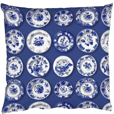 Sierkussens - Kussentjes Woonkamer - 50x50 cm - Borden - Floraal - Blauw