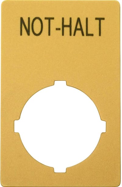 Eaton M22-XZK1-D99 121089 Opschriftbord Voor noodstop (b x h) 33 mm x 50 mm NOT-HALT Geel 1 stuk(s) Piece