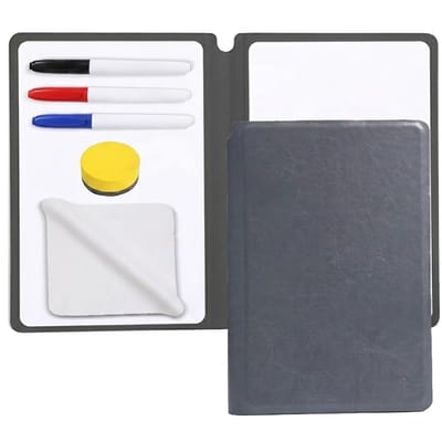Zwart draagbaar whiteboard tekenbord met uitwisbare doek en spons gum inclusief zwart rood blauw pen set compact schrijf bord 24,2 x 17 cm tekenbord voor notities en tekenen