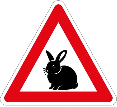 Pas op overstekende konijnen en hazen sticker | 10 cm
