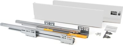 Emuca Lade kit Concept voor keukens, hoogte 138 mm, diepte 350 mm, zachte sluiting, Staal, Wit