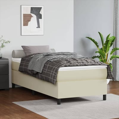 vidaXL - Boxspring - bed - kunstleer - crèmekleurig - 90x190 - cm