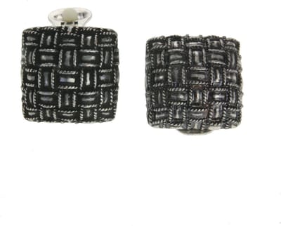 Behave - Oorclips - Zwart vierkant structuur design - Tijdloos vintage