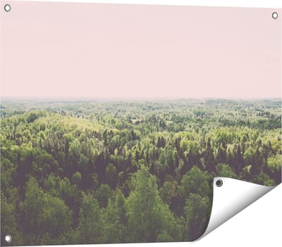 Gards Tuinposter Eindeloze Bos met Groene Bomen - 80x60 cm - Tuindoek - Tuindecoratie - Wanddecoratie buiten - Tuinschilderij