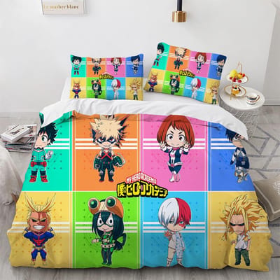 Nieuwe Anime My Hero Academy Beddengoed Set Anime Personages Dekbedovertrek 3D Cartoon Polyester Dekbedovertrek Queen King Size Kinderen Jongens 200x230cm 3pcs