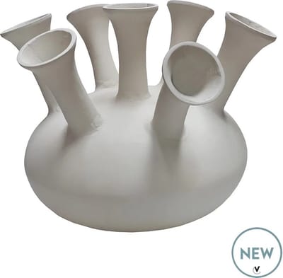 Toetervaas Amsterdam | 7 toeters | Metaal | Tulpenvaas | ivory | Ø43 x H33 cm | Vase the World