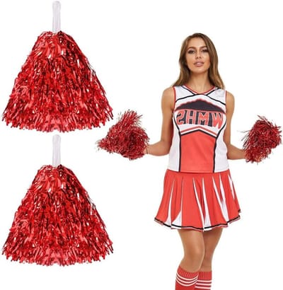 Cheerleader Pompoms, 2 Stuks Metalen Folie Cheerleading Poms met Handvatten