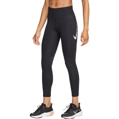Nike Swoosh Fast Sportlegging Dames Lang Zwart XS/34.