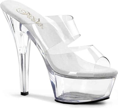 Pleaser - KISS202 Muiltjes - Paaldans schoenen - 36 Shoes - Transparant/Zilverkleurig