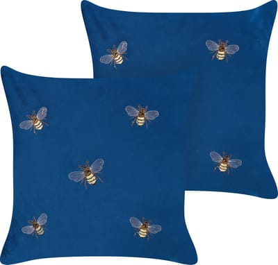 TALINUM - Sierkussen set van 2 - Blauw - 45 x 45 cm - Polyester