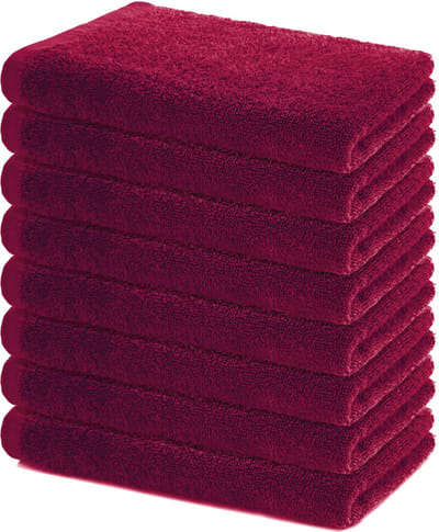 Lavea® Set van 8 Handdoeken 40x70 cm – Set Douchehanddoeken Zacht en Absorberend – 100% Katoen – Oeko-TEX 100 – voor Badkamer, Gastentoilet en Fitness – Bordeaux