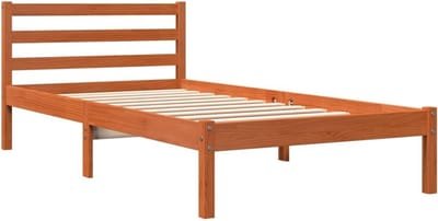 Houten Bedframe - Eenpersoons Bed - Slaapkamer Meubel - Massief Hout - 90x190 cm - Wasbruin