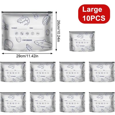 10 stuks/set Aluminiumfolie Vershoudzak Afsluitbaar Antibacteriële Koelkast Voedsel Invriezen Bewaartas Ritssluiting L (26*29cm) 10PCS white
