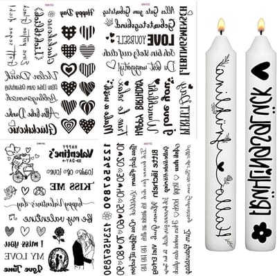 Decoratieve Kaarsstickers met Inspirerende Teksten - 4 Stuks voor Cadeaus en Versiering