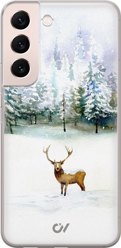 Hoesje geschikt voor Samsung Galaxy S22 hoesje - Rendier - - Wit - - Casevibes