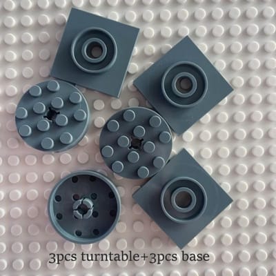 6 Pièces/3 Ensembles MOC Scène Blocs de Construction Fonctionne Avec Particules Compactes Plaque Ronde 4x4 Plateau Tournant de Construction grise