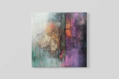 Vierkant Canvas Schilderij - Abstracte Kleurrijke Kunst - Expressief & Modern - 40x40x2 cm