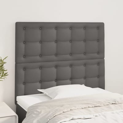 vidaXL - Hoofdbord - grijs - 80x5x118/128 - cm - kunstleer