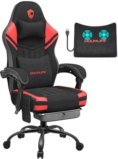 Ergonomische Gaming Stoel met Massagetechnologie - Zwart-Rood
