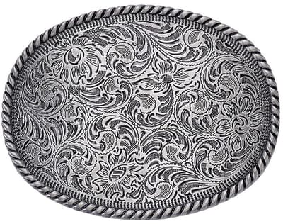 Dailygoods- Riemgesp Ovaal - Cowboy Riemgesp - Gegraveerde Riemgesp - Antieke Zilveren Gesp - Geschikt voor 1,6 Inch Riem - Comfortabel en Stijlvol - Cowboyriem