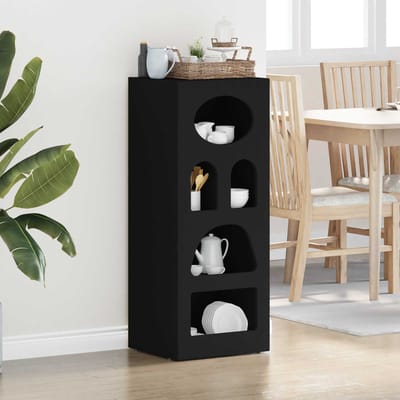 vidaXL - Dressoir - ELST - Zwart - 40 - x - 35 - x - 100,5 - cm - Bewerkt - hout