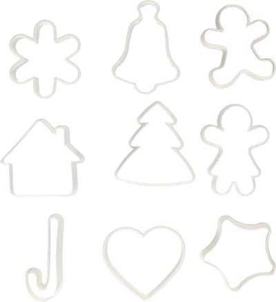 Gerimport Koekvormpjes - uitsteekvormpjes - kerst thema - 9x stuks - kunststof