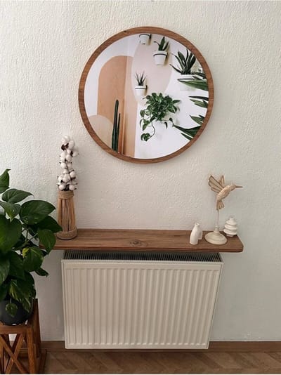 STAR&STER Atlantic PINE Afneembaar blad, vliegende plank en afdruiprek zonder wandmontage, ovaal geslepen 120 cm
